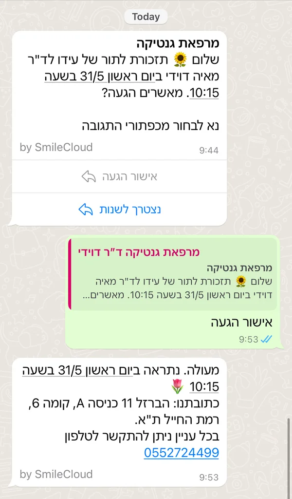 בוט אוטומטי לאישורי הגעה לתורים